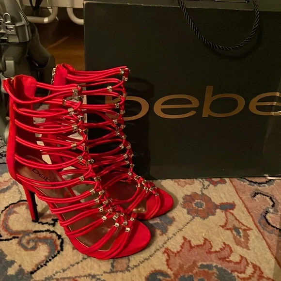 bebe | Shoes | Bebe Size 6 Red W Faux Diamonds | Poshmark